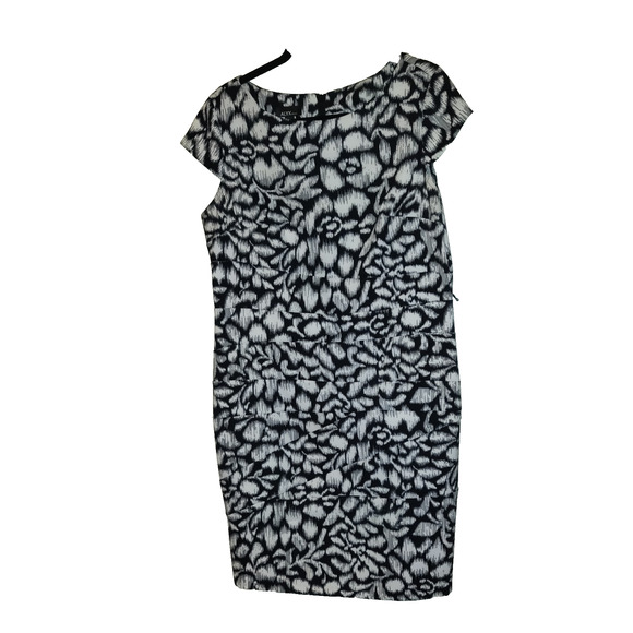 Alyx Black & White Floral Dress Women's 16 Asymmetrical Patchwork Design Sheath - Picture 6 of 16
